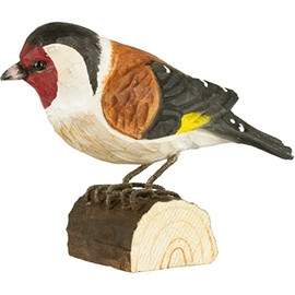 WILDLIFEGARDEN Wildlife Garden - DecoBird Goldfinch (WG406) - Hand Carved Decorative Bird Figurine Made of Linden Wood - Small European Birds Collection