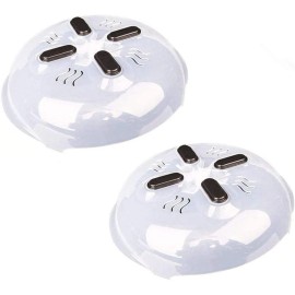 Lori Greiner 2-pack Set Hover Cover Microwave Splatter Guards Clear