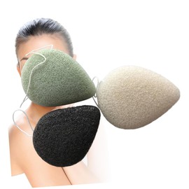 BIUDECO 3pc Drop Shape Facial Sponge Set Natural Bamboo Cleansing Exfoliating Tool for All Skin