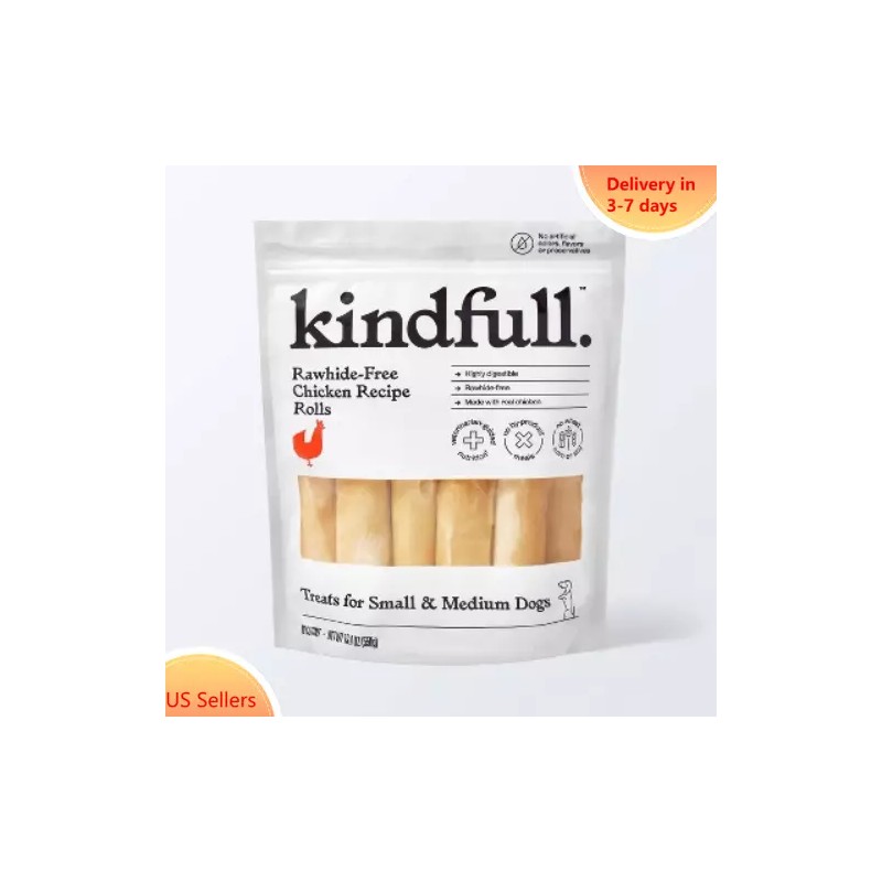 Kindfull Rawhide-Free Chicken Recipe Roll Small/Medium Dog Treat - 19.4oz/10ct