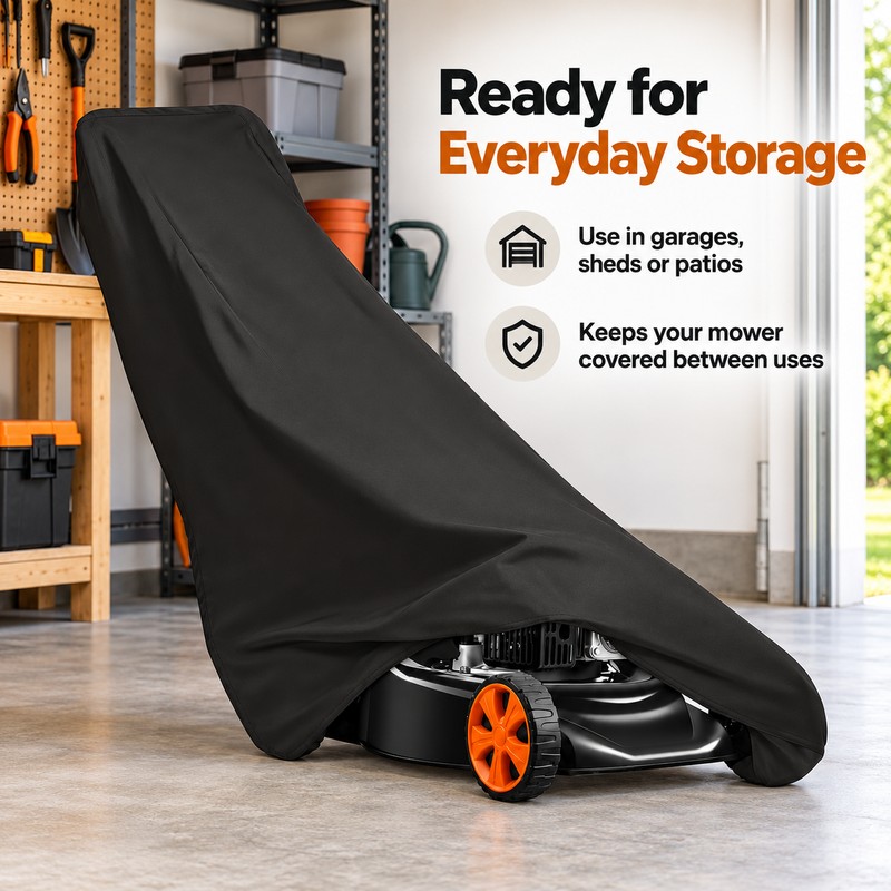Waterproof Lawn Mower Cover - 210D Oxford Cloth with Drawstring