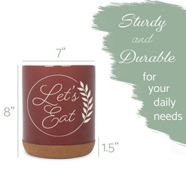 Elanze Designs Let's Eat Laurel Wheat Ceramic Cork Bottom Red Large Capacity Utensil Holder Crock for Countertop Storage, Stylish & Durable for Spoons, Spatulas, and Cooking Tools