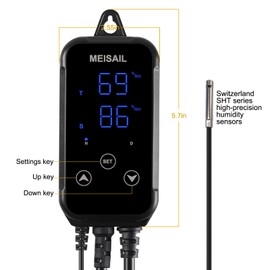 MEISAIL Humidity Controller S20B Humidistat for Humidification and Dehumidification - 100-240VAC Input, 10A Load Capacity, Control Humidity 10%-95% Rh - Dual Stage Control Humidifier Dehumidifier.