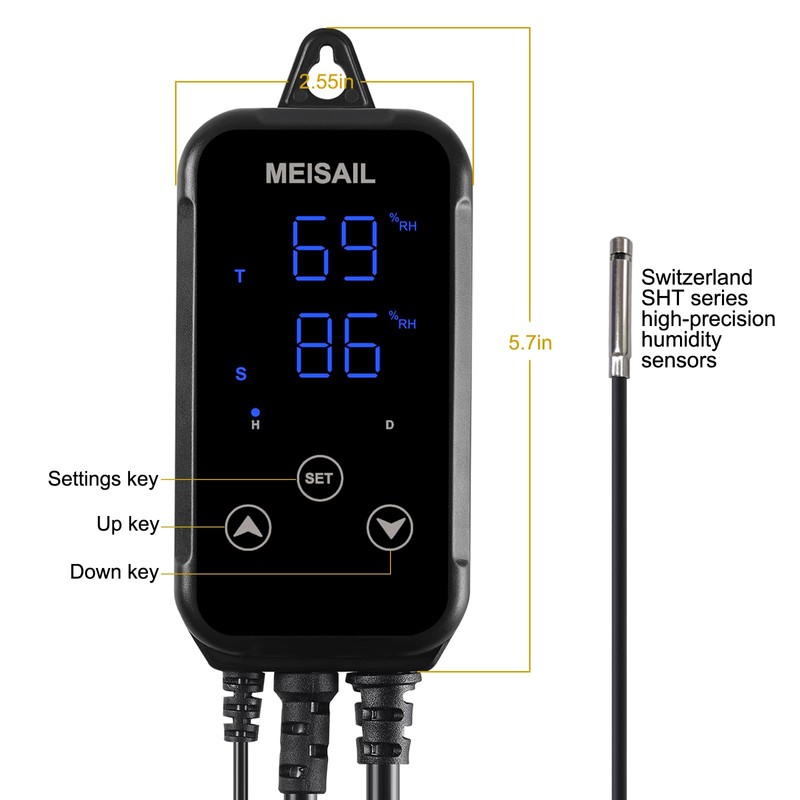MEISAIL Humidity Controller S20B Humidistat for Humidification and Dehumidification -