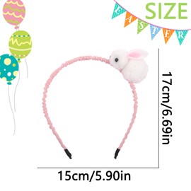 Easter Headband for Girls Cute Little White Bunny Charm Pink Hair Band Spring Accessories for Styling with Rabbit Design 1Pcs