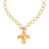 HETICA Gold-Plated Chunky Cross Necklace for Women Vintage Toggle Clasp