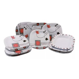 Anforama- Tab and Kit Vajilla Tipo Plastico De Melamina Cuadrada 12piezas Chrysan