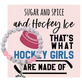 KUIYAI Hockey Girl Gift Ice Hockey Gift Hockey Charm Healing Gemstone Beaded Bracelet That’s What Hockey Girls Are Made Of (sugar hockey beadUK)