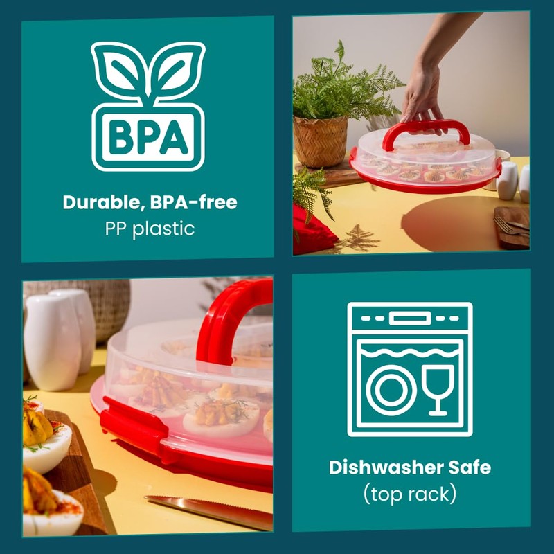 Crafted Containers Deviled Egg Carrier with Lid & Handles, 22-Count