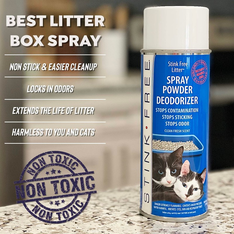 Stink Free Cat Litter Box Deodorizer Powder Spray & Odor