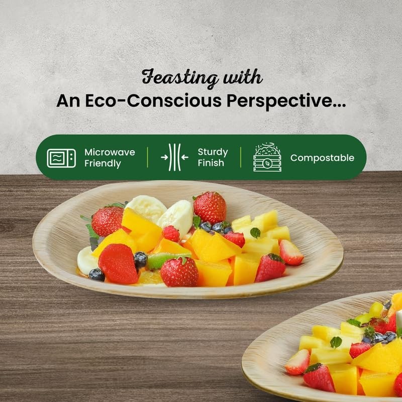 ECO Leaf | 25 Pack Oval Disposable Palm Leaf Plates