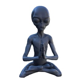 SNSN - Esculturas y estatuas de jardín extraterrestre meditando, estatua de resina alienígena, adorno para patio, la mejor decoración artística para interiores y exteriores, hogar u oficina, regalo