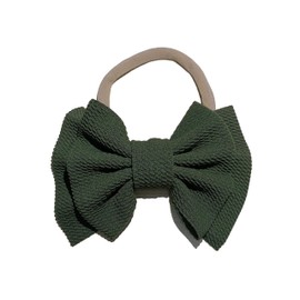 Koolgil Baby Girl's 5 Inches Soft Double Bow-knot Nylon Headband Toddler Headdress for Photography Party Festivals (Army Green)