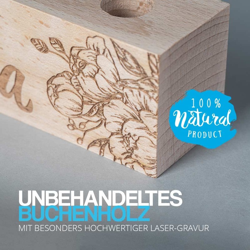 Tuuters Wooden Test Tube Holder Herb Kitchen with 5 x