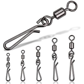 JSHANMEI Fishing Swivels Snaps Rolling Barrel Swivels with Fast Clips Fishing Snaps High Strength Speed Clips Connector Freshwater Saltwater Snaps Swivels Fishing Tackle #4 50pcs