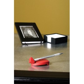 BOING! designs Helios Magnetic Levitating Pen Set - Ruby Red Diamond base with Brass Pen