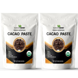 Mayan's Secret - Organic Raw Cacao Paste Wafers – USDA Certified, Non-GMO, Vegan & Gluten-Free – Easy-Melt Wafers for Chocolate Making, Baking & Beverages – Pure Stone-Ground Cacao (1 Pound (Pack of 2))