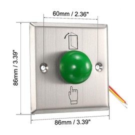 sourcing map Door Release Button Push to Exit Resettable NO/NC/COM Switch for Access Control Panel 86mmx86mm 12V 3A Stainless Steel