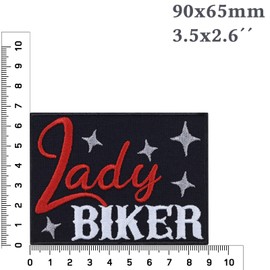 Lady Biker Sew-On Biker Girl Iron-On Patch Biker Patch Iron-On Patches Motorcyclist Women's Gift Application for Jacket/Vest/Jeans/Boats/Motorcycle Suitcase 90 x 65 mm