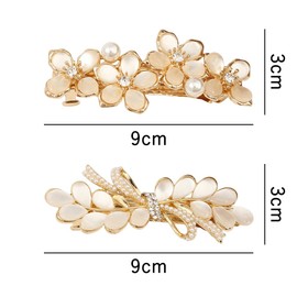 Harukita Hair Clip, Hair Accessory, Hair Claw Clip, Large, Pearl, Crystal, Clip, Hair Clip, Stylish, Cute, Women's, Set of 2