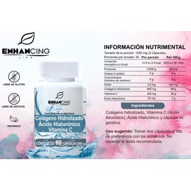 Colágeno Hidrolizado Ácido Hialurónico Vitamina Máxima Absorción 120 Cápsulas