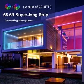 MIHEAL Led Strip Lights Bluetooth - 65.6Ft RGB 5050 Led Music Sync Color Changing Lights, App Controlled - for Bedroom, Party, Kitchen Decoration