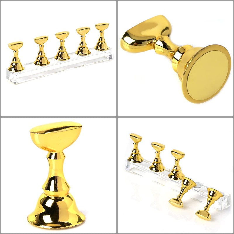 2 Set Acrylic Nail Art Holder Practice Display Stand Magnetic