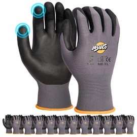 Safety Work Gloves 6/12 Pairs Micro Foam Nitrile Coated Endurance Seamless Knit Nylon ，Wear-resistant mechanical gloves