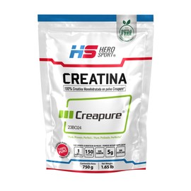HEROSPORTS | Creatina Monohidratada Creapure® 750g. 100% Pura. Solo 1 Ingrediente Creatina Alemana Creapure®. Vegana, Sin Azúcar, 150 porciones, 5g por porción, Incluye Scoop. Pure. Proven. Perfect.