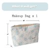 Blue Floral Makeup Bag,Cosmetic Bag for Women, Large Capacity Toiletry