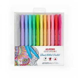 Alpino Color Experience 12 Dual Artist Pastel Color Labels | Dual Dot Label Label Labels: Brush Tip and Brush Tip | Mandala Label