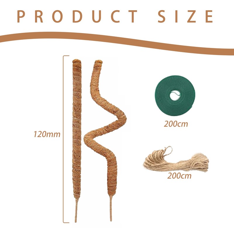 1pcs Bendable Moss Pole for Plants Monstera120mm, Handmade Coco Coir