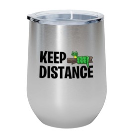 Snake Lovers Silver Edition Wine Tumbler 12oz - Keep Distance - Exotic Tropical Pet Reptiles Lizard Snake Turtle Geckos Tortoise Breeder Camouflage