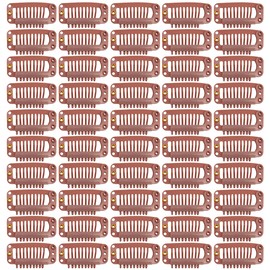 YTBYT-50 pinzas para extensiones de cabello, 32 mm, 9 dientes, pinzas para peluca, pinzas para el cabello a presión de metal con respaldo de silicona de goma para pelucas, accesorios para el cabello,