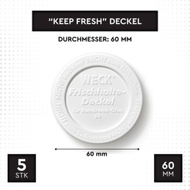 Weck Deckel 60 mm 5 Stück | Zum Einmachen von Konserven, Säften, luftdichtes Aufbewahren von trockenen Zutaten Gläser