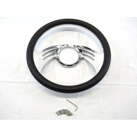 Bous Performance Billet Aluminum 14'' Steering Wheel Half Wrap Black Leather (9 Hole) S82027