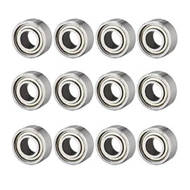 YUWENW Miniature Bearings, Deep Groove Ball Bearings, Set of 12, Ball Bearings, Mini Bearings, DIY Equipment, Bearing Steel, Machine Tool Electronics, 0.4 x 0.1 x 0.1 inches (9 x 4 x 3 mm), Silver