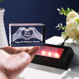 Ornalrist 50th Birthday Gifts for Women Men, Crystal Engraved Keepsake with LED Collectible Ornament Birhday Presents for 50 Years Old Friends Daughter