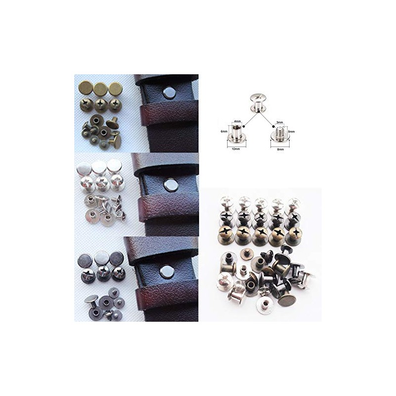 Chicago Screws Solid Belt Tack Screw,Post Fastener Leather Stud Repair