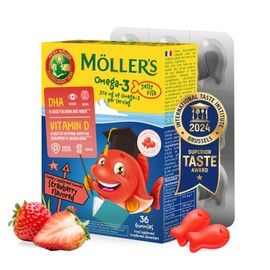 MLLERS Cápsulas de Omega 3, aceite de pescado natural Omega 3 para niños con DHA y EPA, sin gluten, lactosa ni azúcar añadido, fáciles de masticar,...