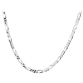 1mm sterling silver 925 Italian diamond cut FIGARO curb link chain necklace chocker bracelet anklet with spring ring clasp - inch 34"/85cm