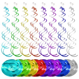 Pack of 48 Spiral Hanging Decorations, Colourful Double Spiral Garland, Swirl Hanging Spirals Decorations for Wedding, Birthday, Christmas, New Year's Eve Party Decoration, 8 Colours