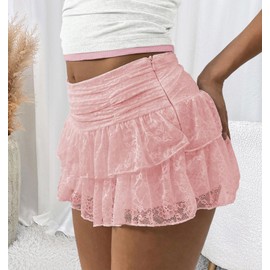 Allmloers Women's Pleated High Waisted Golf Skort,Pink M