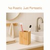 2 Pack Natural Bamboo Toothbrush Holder, Fluted Square Design for