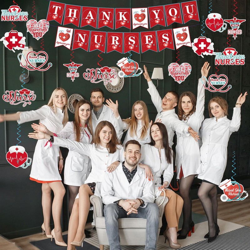NUTTYBASH Nurses Week Banner Decorations, Happy Nurses Week Banner, Thank