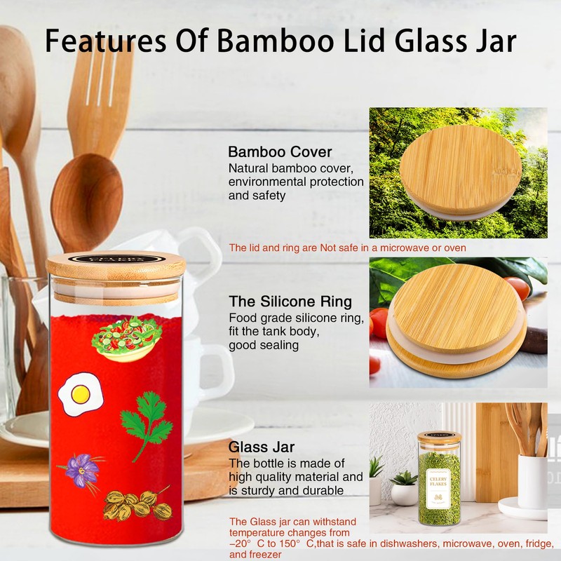 BGraceyy Spice Jars with Labels, 30Pcs 6oz Glass Spice Jars
