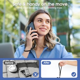 knIykmr Phone Lanyard, 2 Pack Adjustable Cell Phone Lanyard Strap, Hand Wrist Strap Lanyard with Tether Tabs for Mobile Phone (Black+Orange)