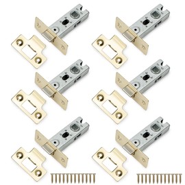 Bwintech 6 Pcs 65mm Steel Imitation Gold Tubular Latch, Premium Mortice Latch, for use with Sprung Lever Door Handles