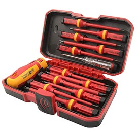 Tolsen 13pcs VDE Insulated Screwdriver Interchangeable Set in Case Magnetic 1000V