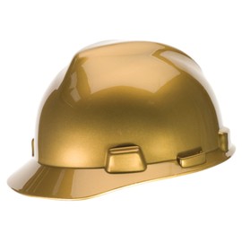 MSA 10101854 Freedom Series V-Gard Cap Style Safety Hard Hat with Fas-Trac III Ratchet Suspension | Polyethylene Shell, Self Adjusting Crown Straps - Standard Size in Metallic Gold